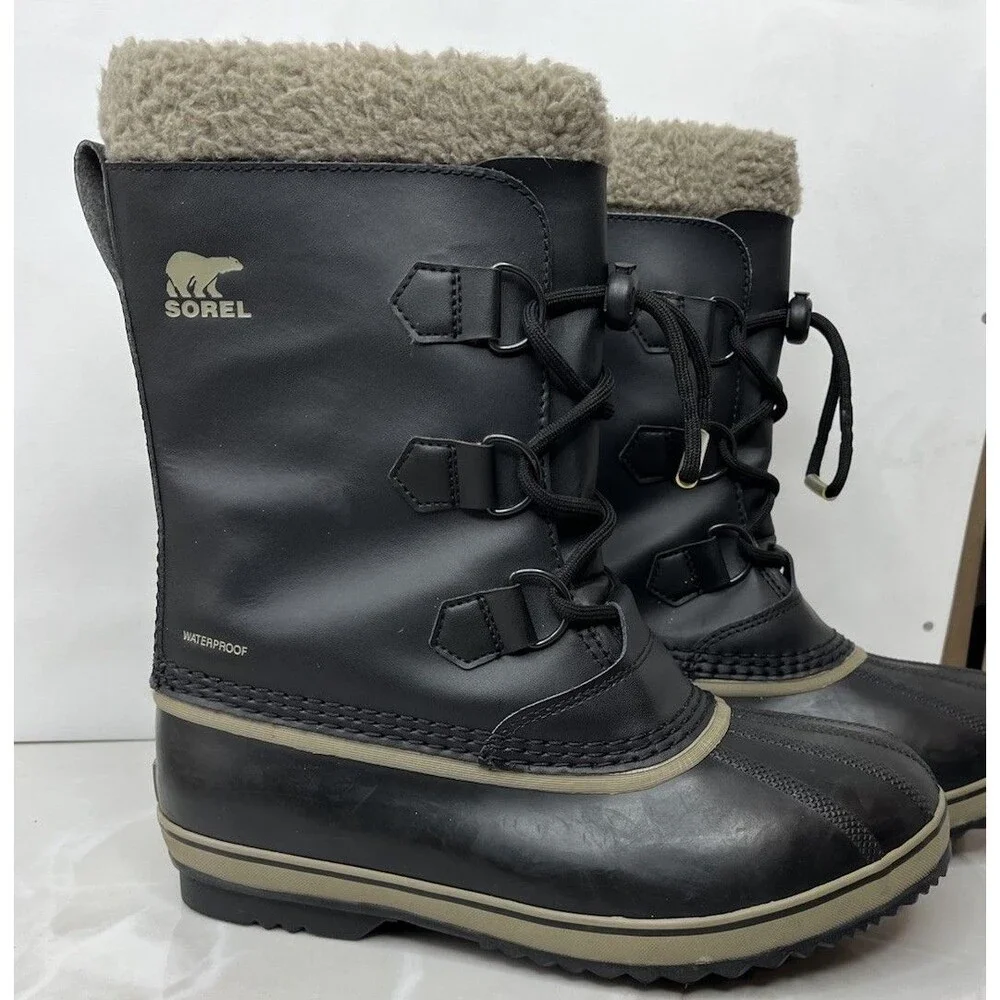 Sorel Yoot Pac TP Waterproof Duck Boot Black Insulated Big Kids Girls 6 Wm 7 38